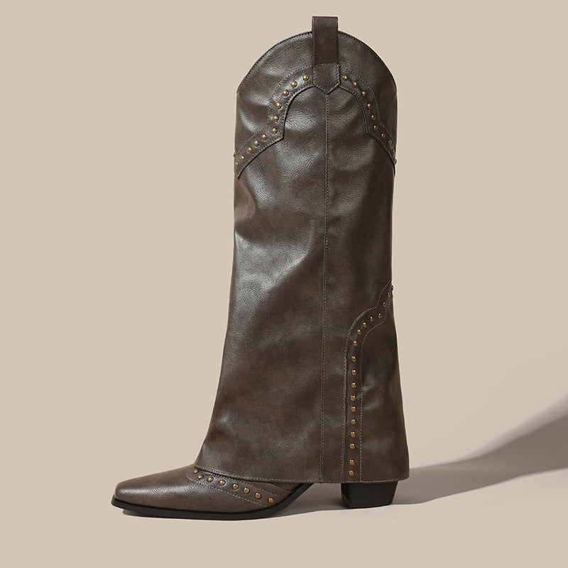 Women's Plus Size Vintage Pointed Toe Knee-high Boots