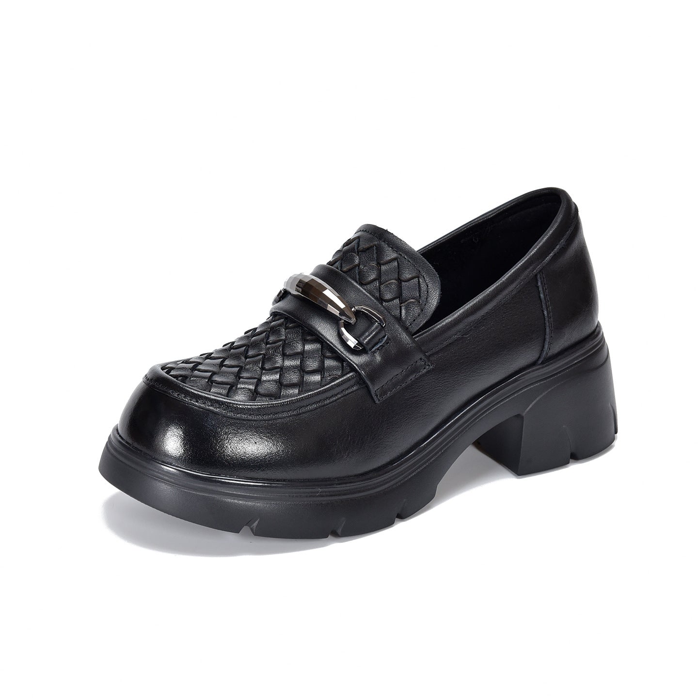 Women's Lightweight Platform Round Toe Genuine Commuter Cowhide Men's Shoes