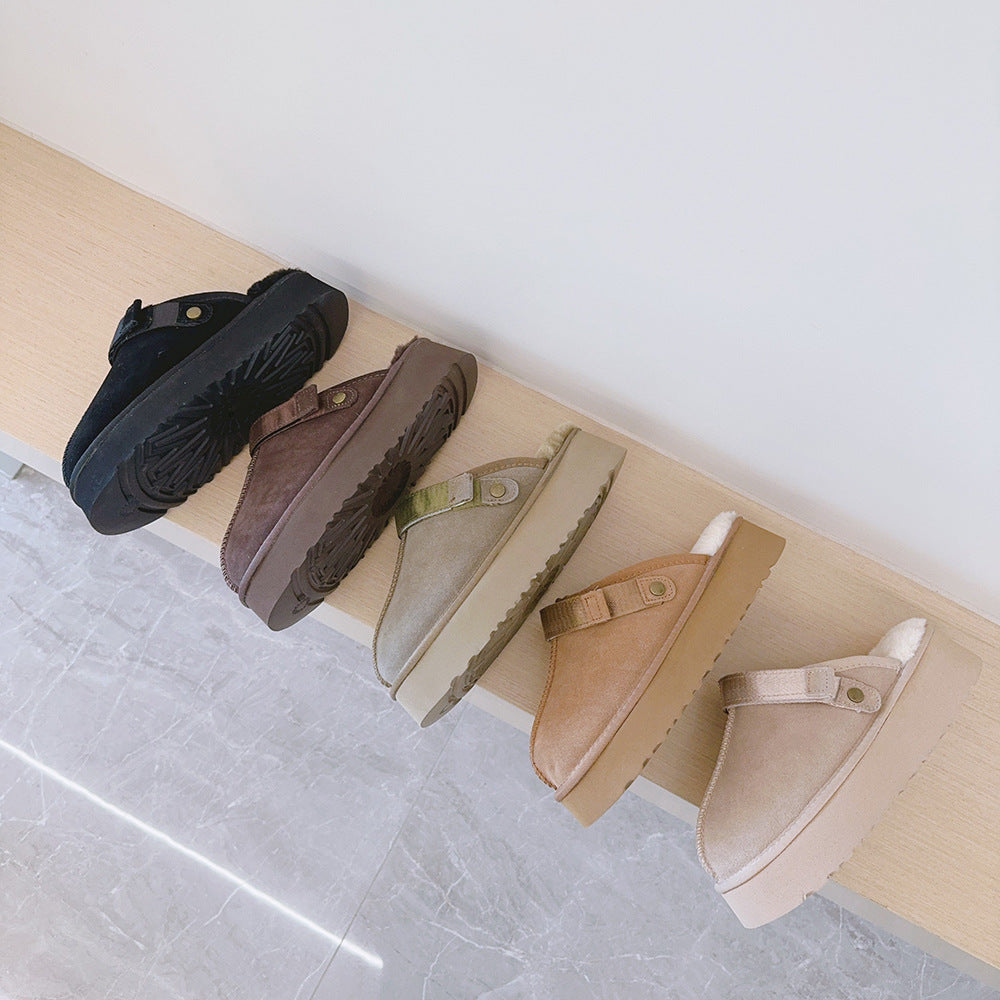 Thickened Fleece-lined Two-way Wear Platform Winter Women's Snow Boots