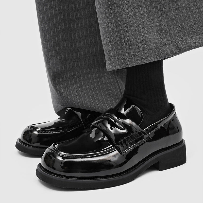 Men's Toe Green One Pedal Business Formal Wear Patent Loafers
