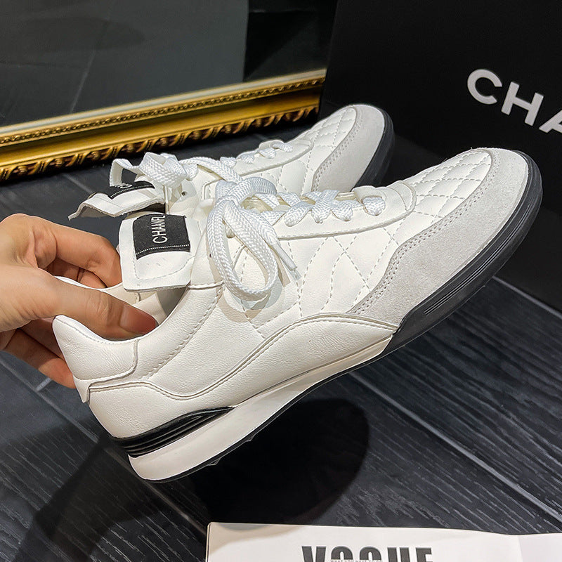 Women's Classic Style Rhombus Korean Lace Up Sports Color Men's Shoes