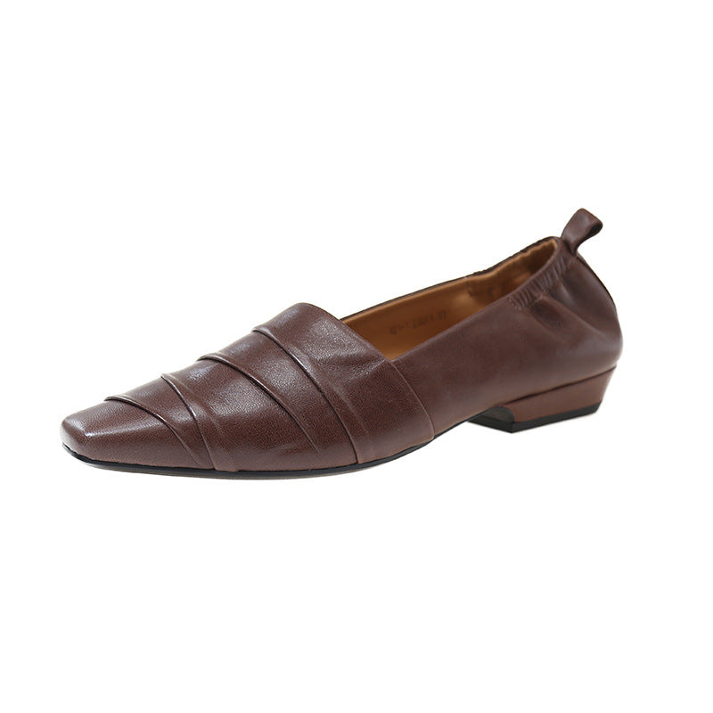 Women's Inside Outside Sheepskin Small Single-layer Spring Authentic Comfortable Leather Shoes