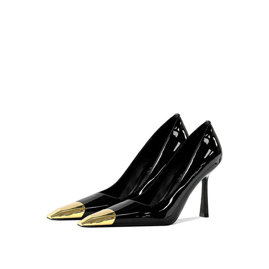 Women's Square Toe Sexy Stiletto Pumps Black Patent Women's Fashion Shoes