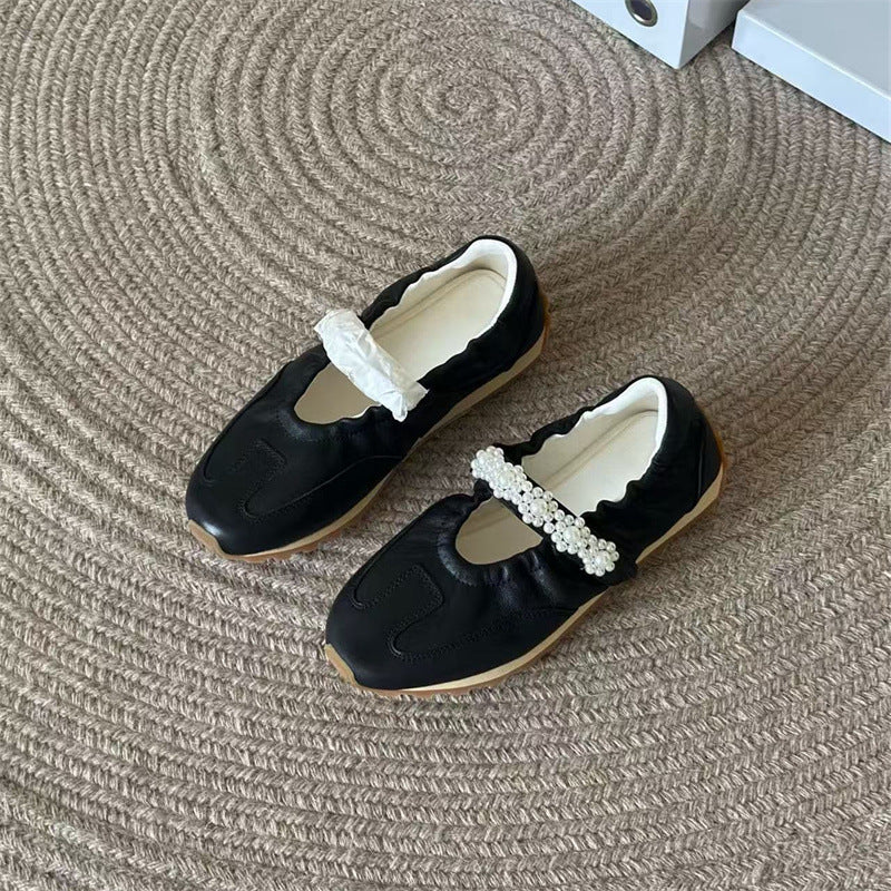 Women's Dong Pearl Ballet Velcro Height Increasing Women's Shoes