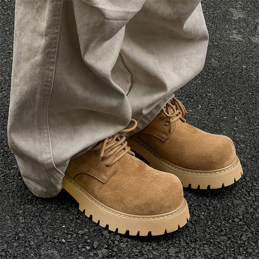 Men's Derby Vintage Platform Height Increasing Breathable Leather Shoes