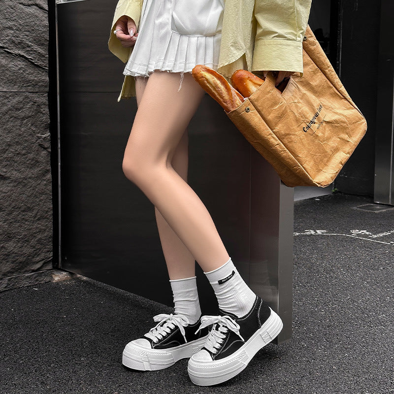 Women's Thick-soled Retro Rub Colored Distressed Bottom Dirty Platform Canvas Shoes
