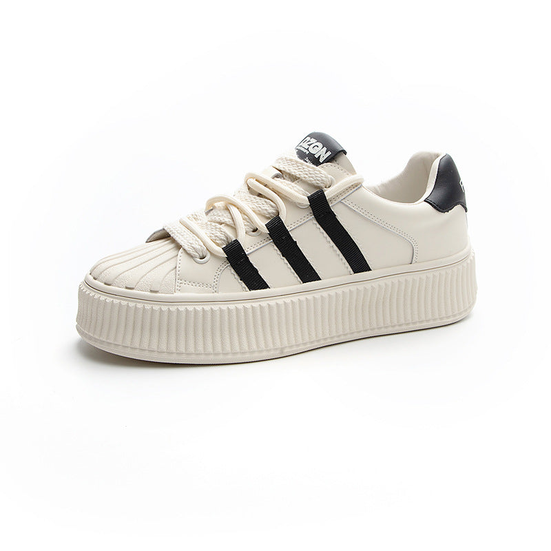 Women's White Comfortable Platform Sports Biscuit Shape Casual Shoes