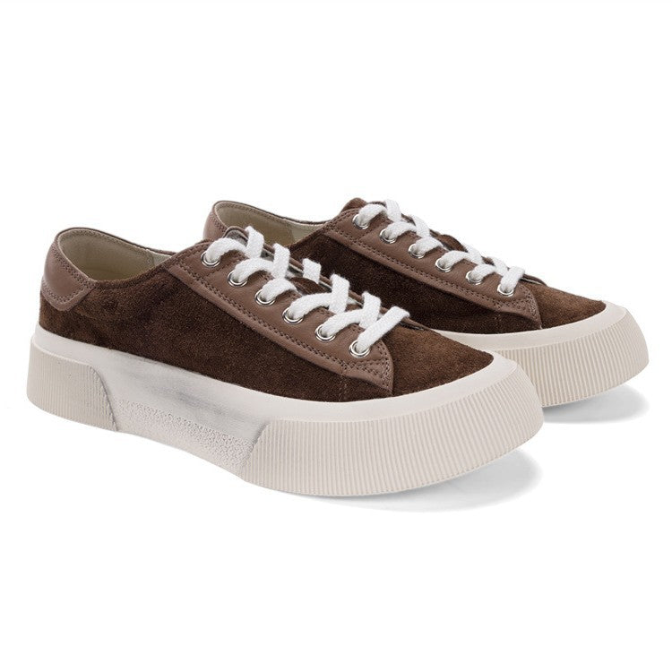 Women's Retro Distressed Genuine Versatile Abrasive Big Sneakers
