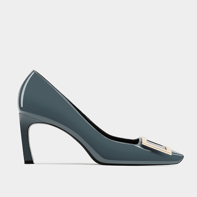 Square Buckle High Female Toe Business Temperament Stiletto Shallow Women's Casual Shoes