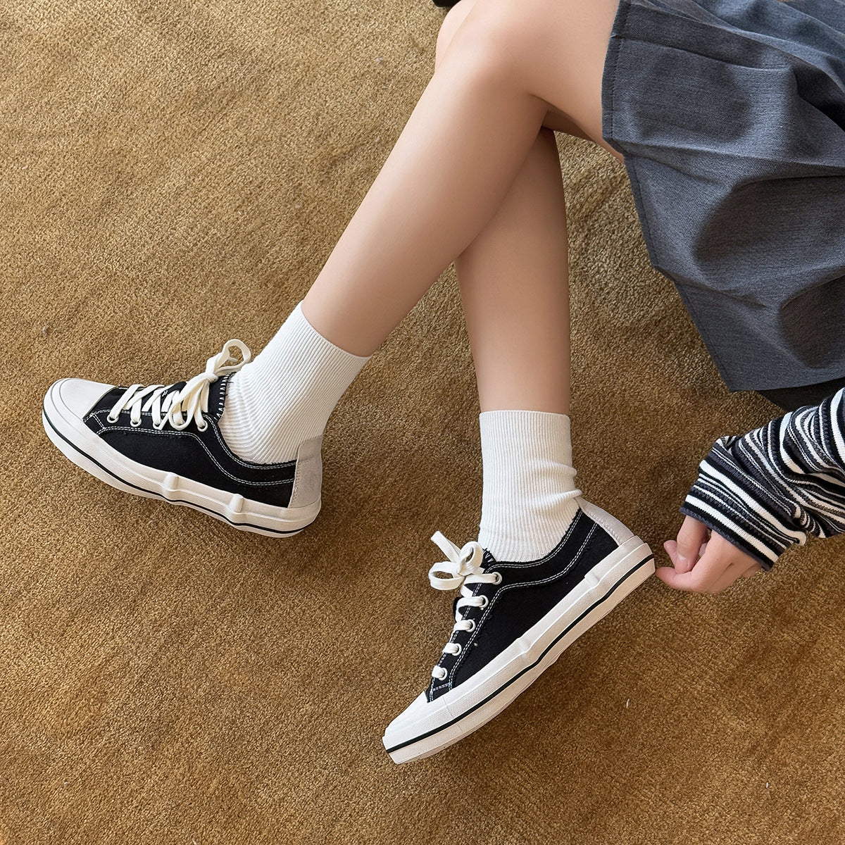 Women's Spring Korean Style Round Head Leisure Brushed Women's Casual Shoes