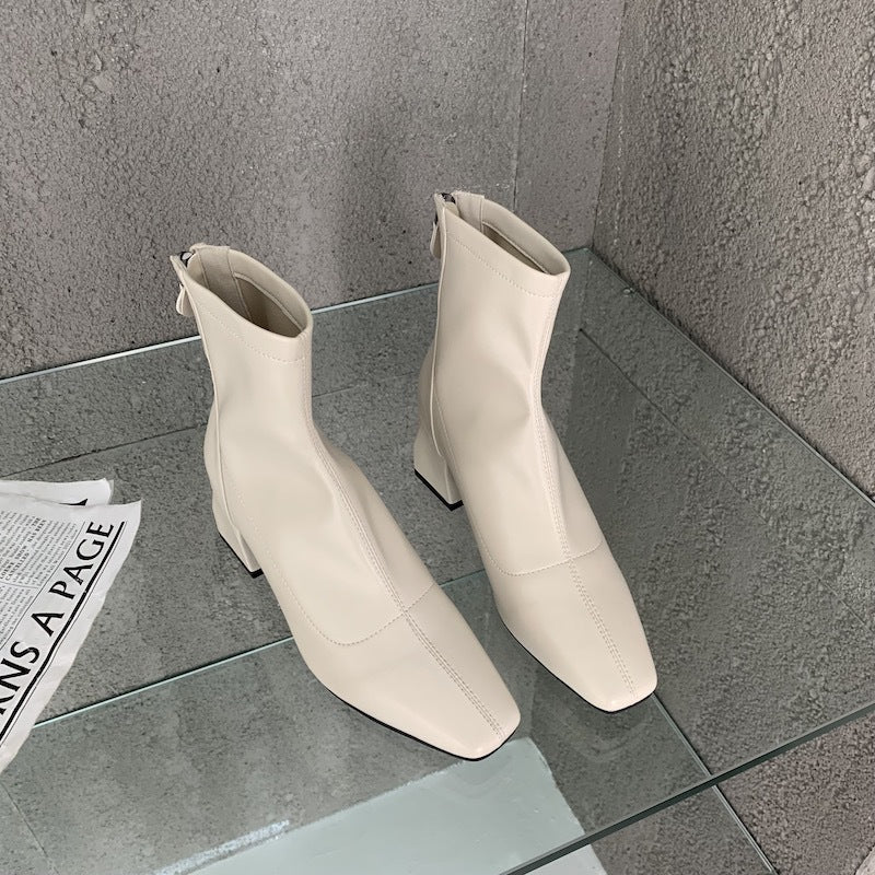 Women's High Booties Korean Style Chunky Middle Fried Boots