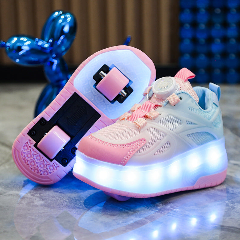 Rechargeable Colorful Light Horse Running Button Kid's Sneakers