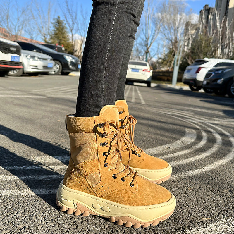 Women's Winter Real Fur Integrated Wool Warm Platform Snow Boots