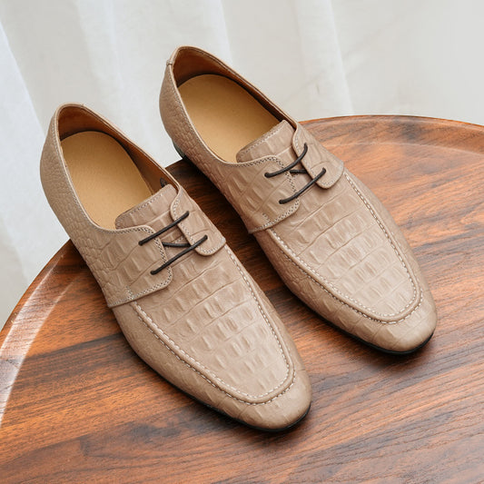 Men's Crocodile Pattern Wedding Soft Surface Business Formal Leather Shoes