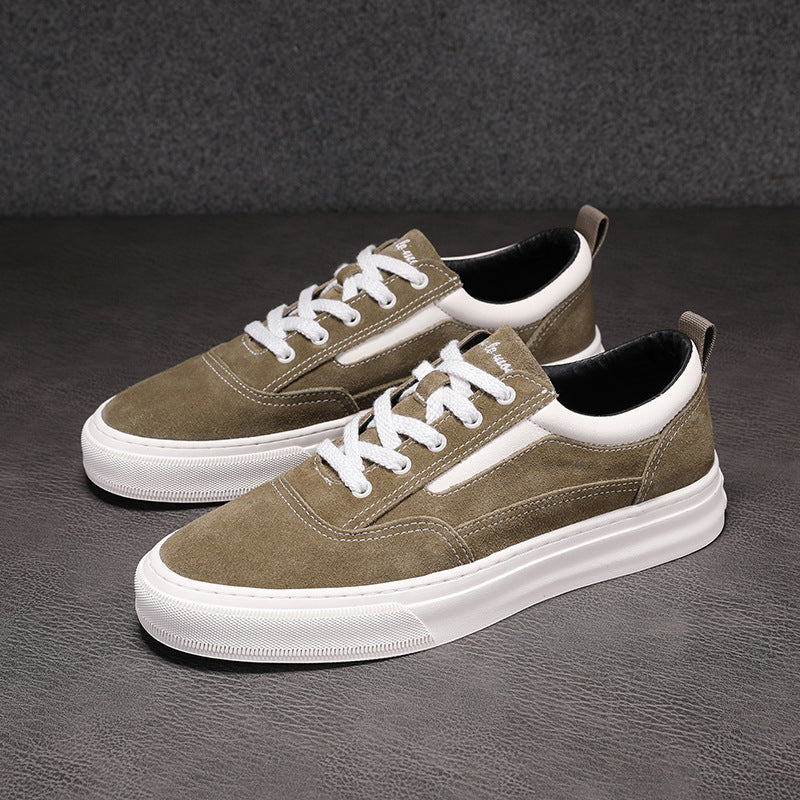 Men's Frosted Mercerized Cowhide Simple Black Vintage Skateboard Men's Casual Shoes