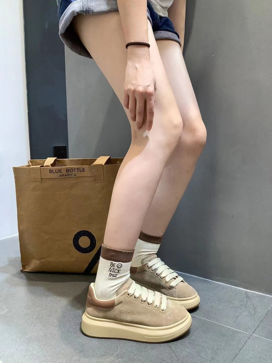 Women's Color Matching Fashionable Versatile Height Increasing Sneakers