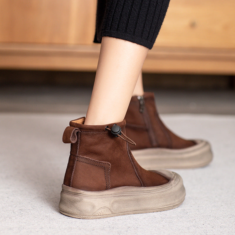 Women's Ankle Thick Bottom Side Zipper British Boots