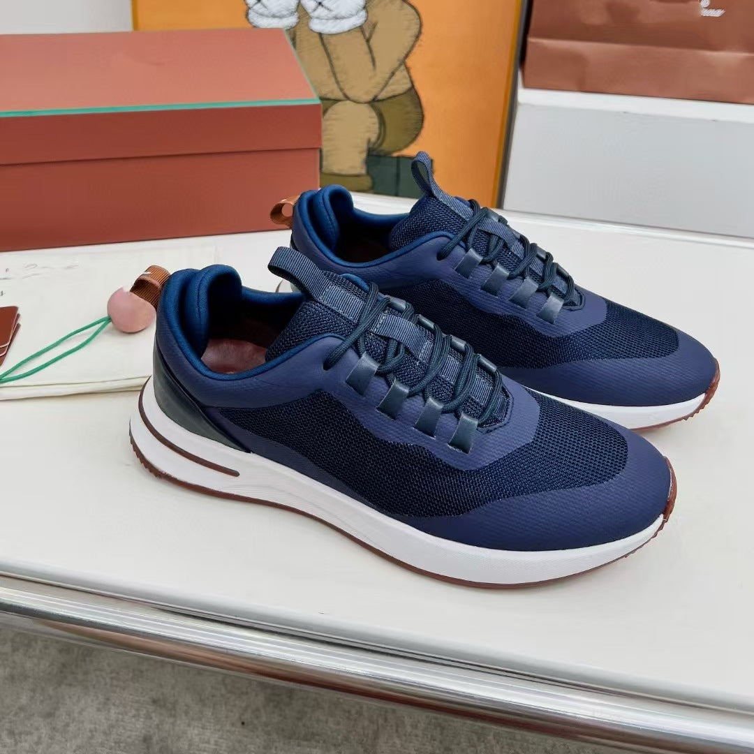 Men's Mesh Thick-soled Jogging Breathable Cowhide Stitching Men's Sports Shoes