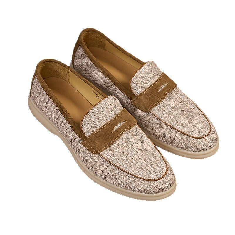 Men's Vintage Linen Stitching Penny Commute Leisure Slip-on Shallow Mouth Loafers/doug Shoes