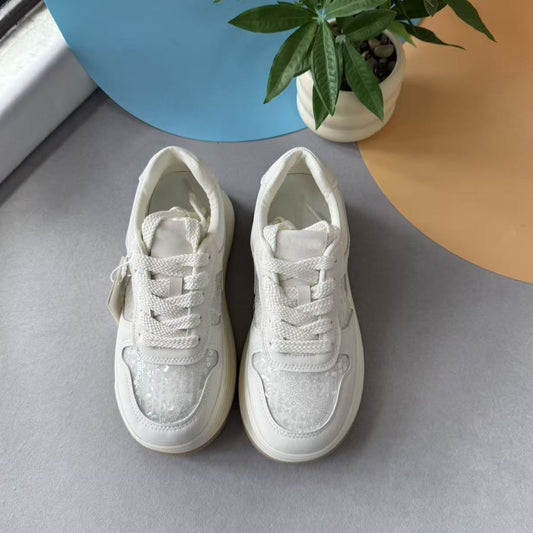 Women's Breathable Mesh Height Platform White Women's Casual Shoes