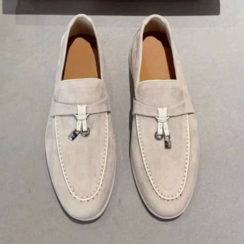 Women's & Men's Pendant Tassel Slip-on Flat Soft Bottom Suede Couple Loafers