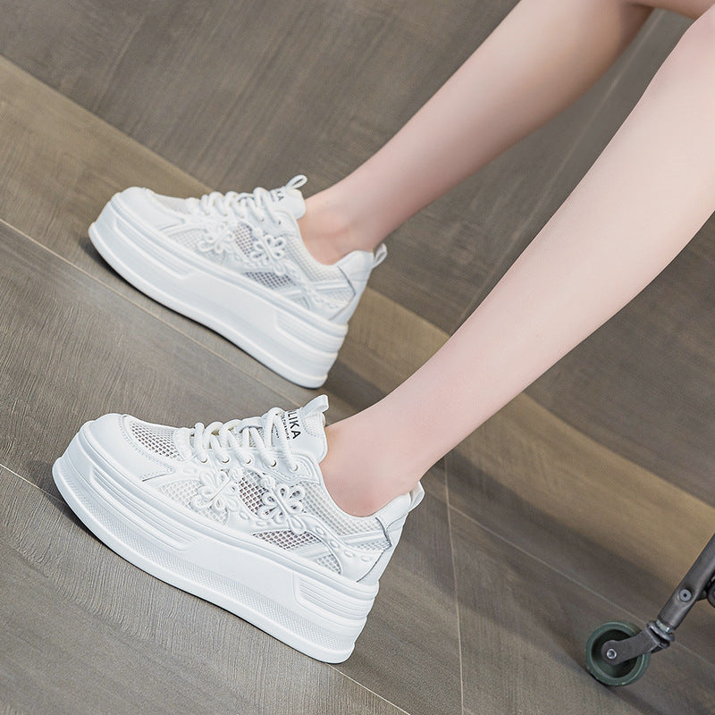 Women's White Small Size Height Increasing Insole Women's Casual Shoes