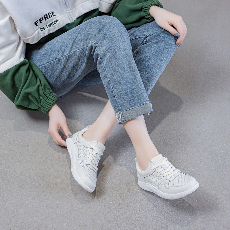 Women's First Layer Cowhide Easy Wear Flat Casual Shoes
