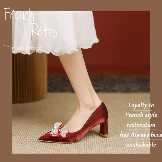 Two Wear Chinese Style Bridal Chunky Women's Shoes