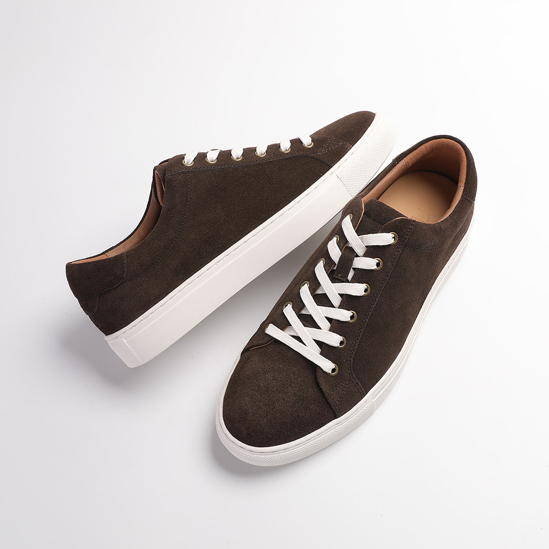 Men's Genuine Gray Sports Suede Solid Color Classic Matte Breathable Travel Casual Shoes