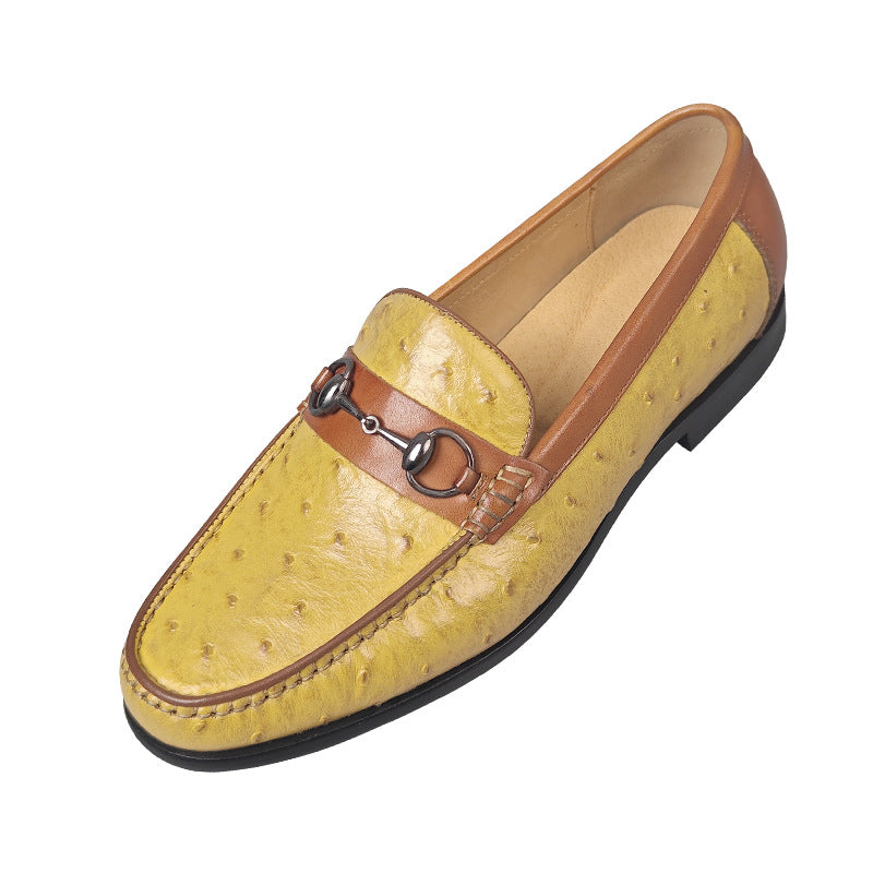 Men's British Business Formal Slip-on Authentic Metal Leather Shoes