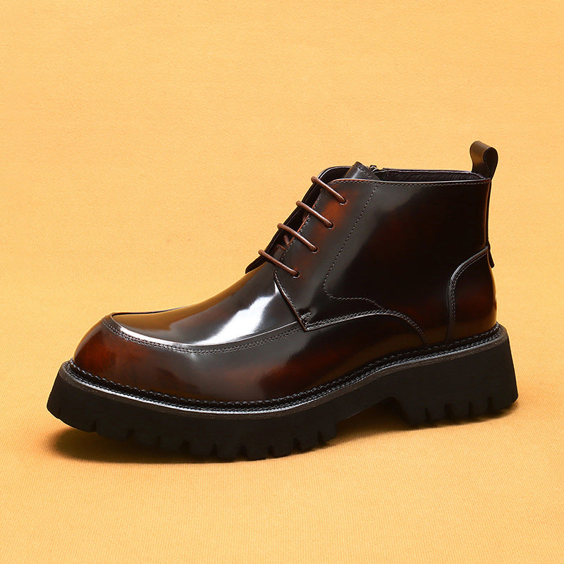 Men's Martin Zipper Patent Glossy British Ankle Boots