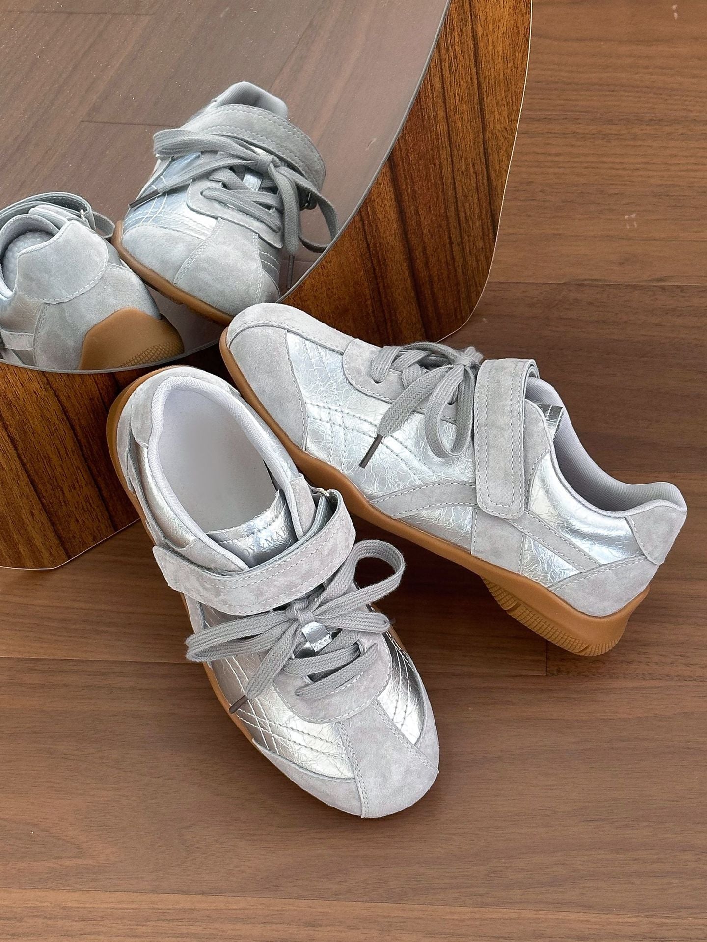Korean Style Retro Lace Up Velcro German Training Women's Casual Shoes