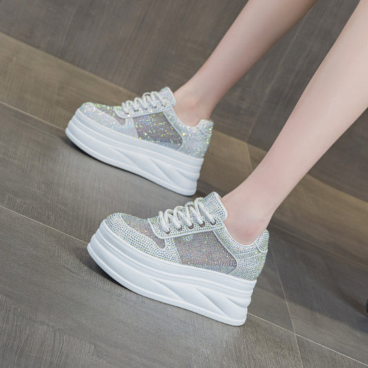 Women's Platform Muffin Height Increasing Insole Rhinestone Women's Casual Shoes
