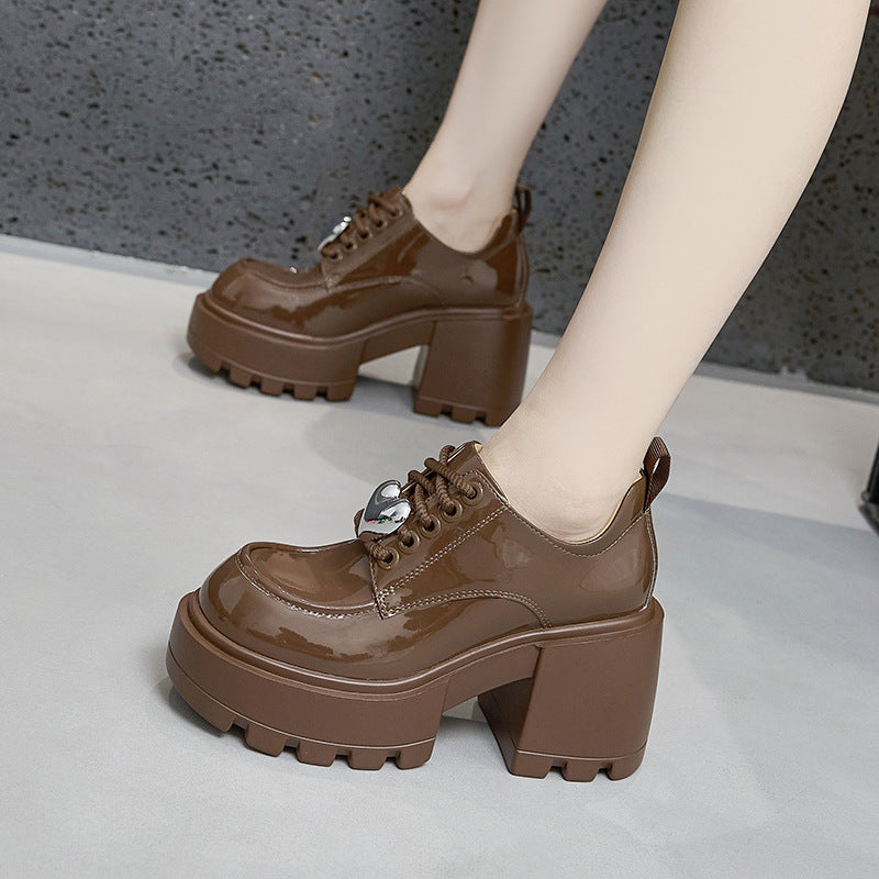 Women's Chunky Height Increasing Insole British Style Women's Shoes