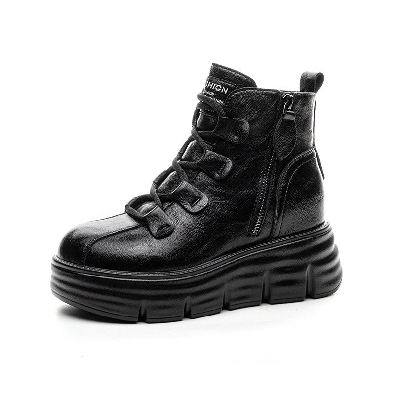 Women's Thick Bottom Height Increasing Insole Side Zipper Comfortable Women's Cotton Shoes