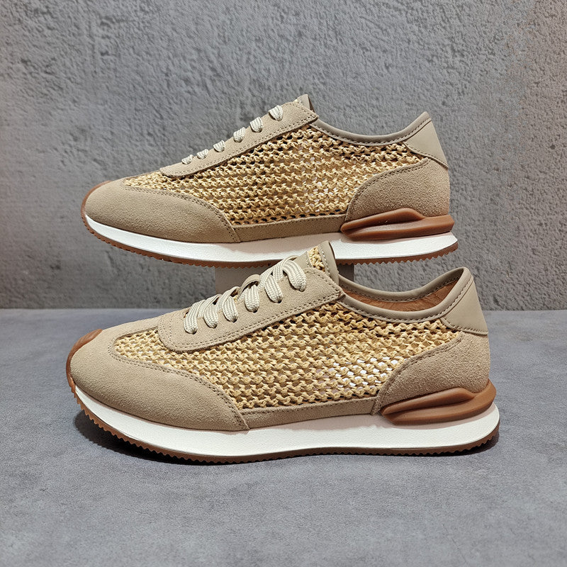 Men's First Layer Apricot Cow Board Fashion Summer Casual Shoes