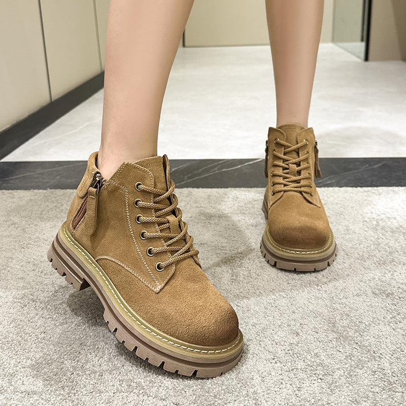 Women's Split Worker Double Zip Platform Hight Boots