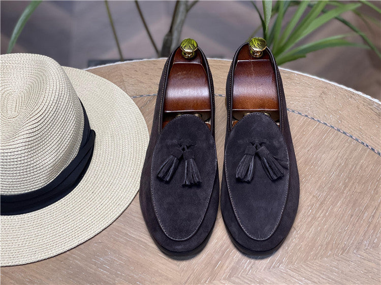 Men's Fashion Retro British Beanie Tassel Slip Men's Casual Shoes