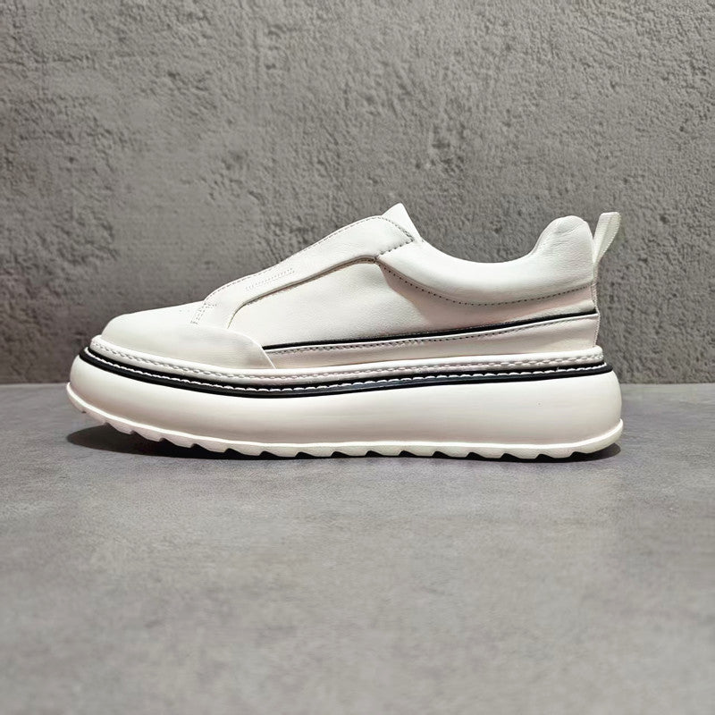 Men's Genuine Platform Fashion Top Layer Cowhide Height Men's Casual Shoes