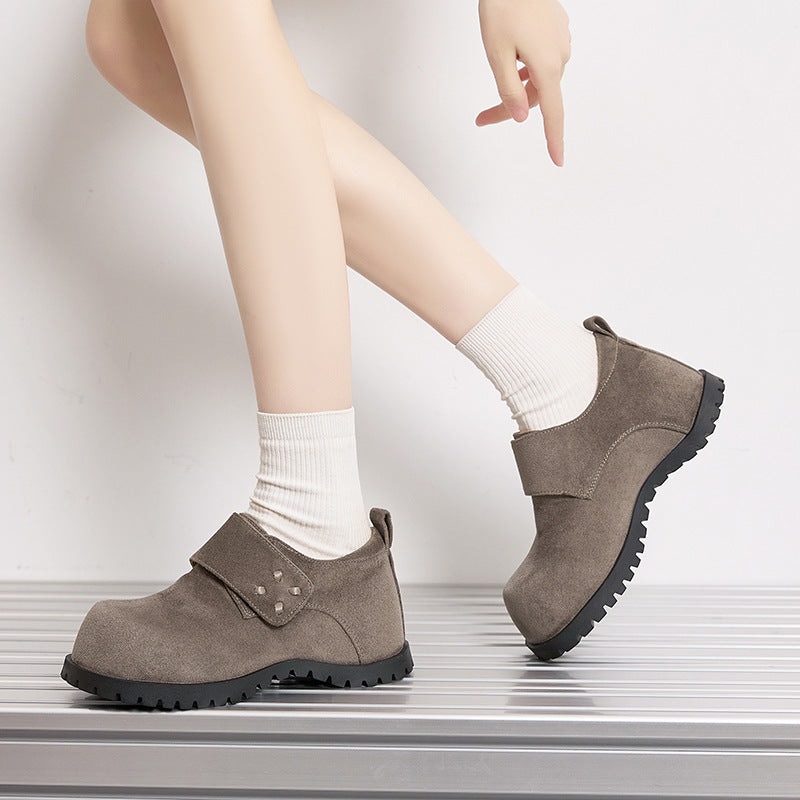 Women's Hidden Big Head Derby Thick Bottom Belt Women's Casual Shoes