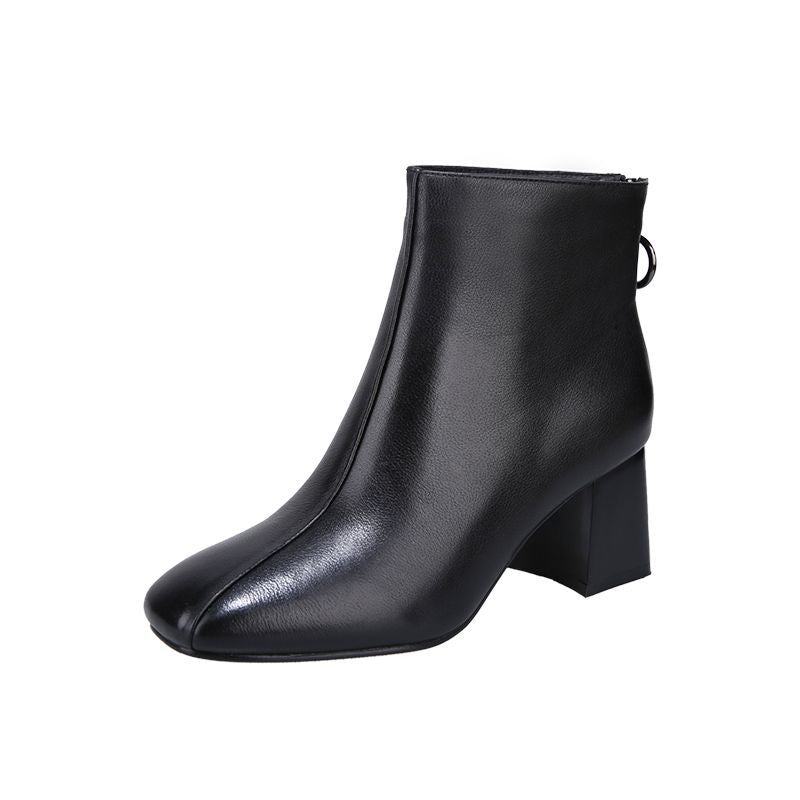 Women's Real Soft Short For Chunky Plush Martin Mid Heels