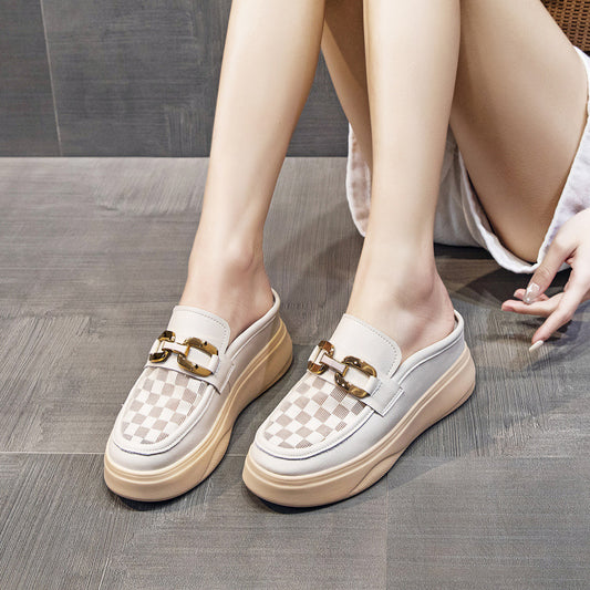 Women's Half Outer Wear White Thick Bottom Women's Shoes
