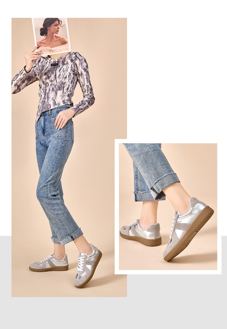 First Layer Cowhide Sheepskin Inner Fashion Casual Shoes