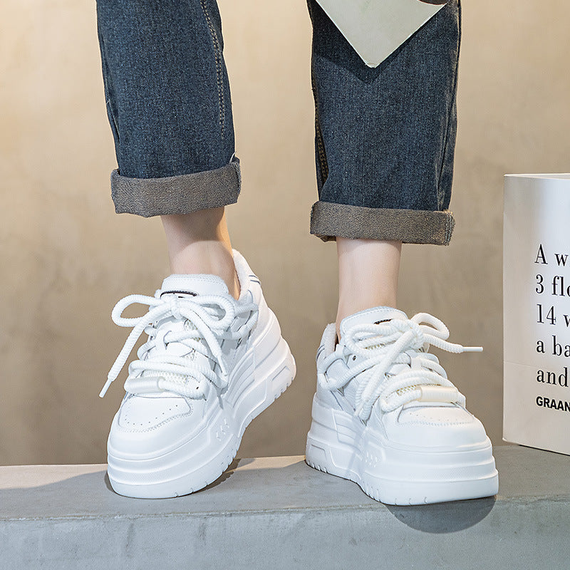 Women's European Goods Platform White Early Spring Small Round Toe Trendy Women's Cotton Shoes