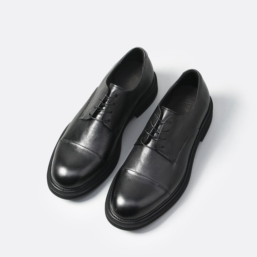 Men's Business European Version Derby Round Head British Men's Casual Leather Shoes