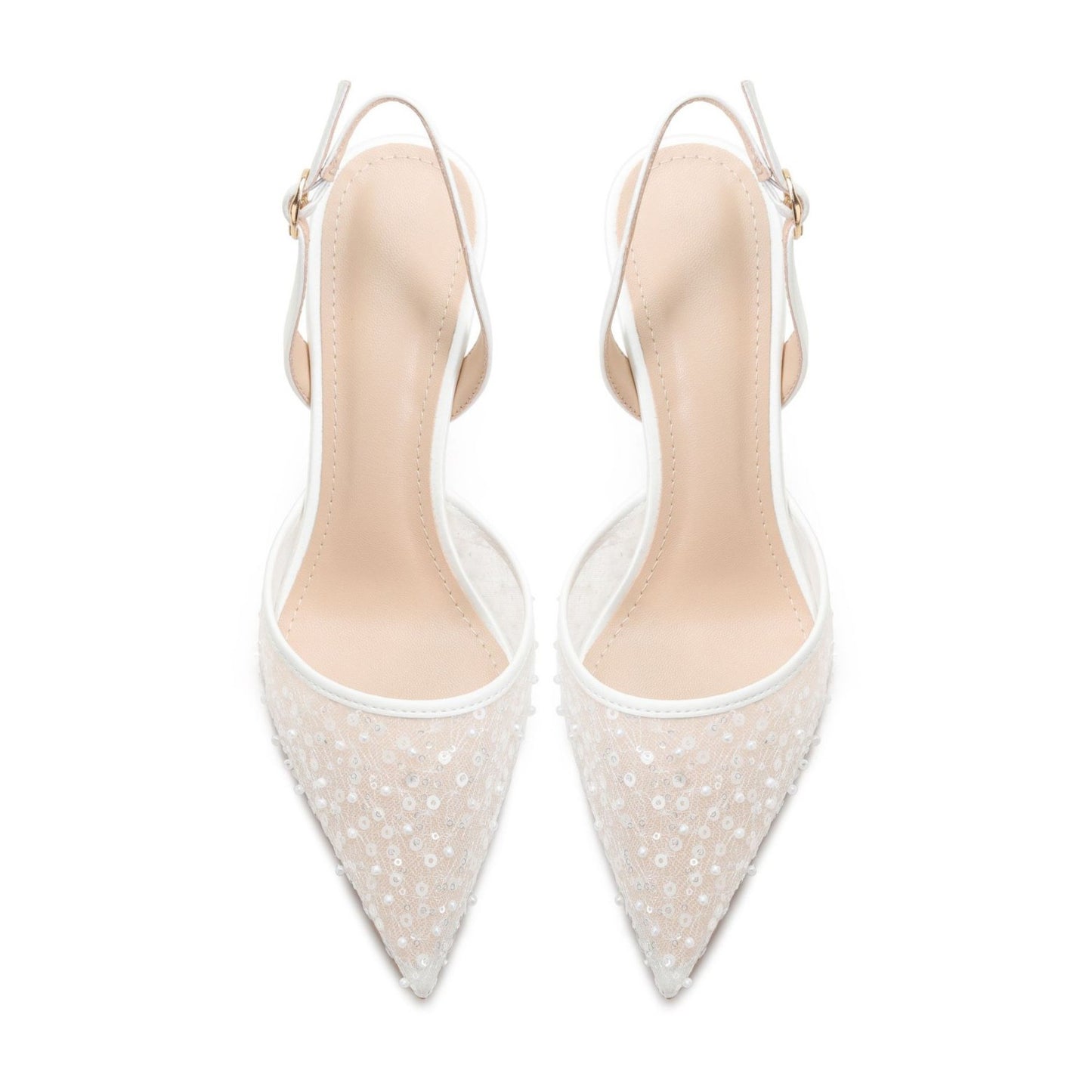 Women's Selection Summer Sequin Hollow White Lace Pointed Toe Satin Officiate High Heeled Sandals