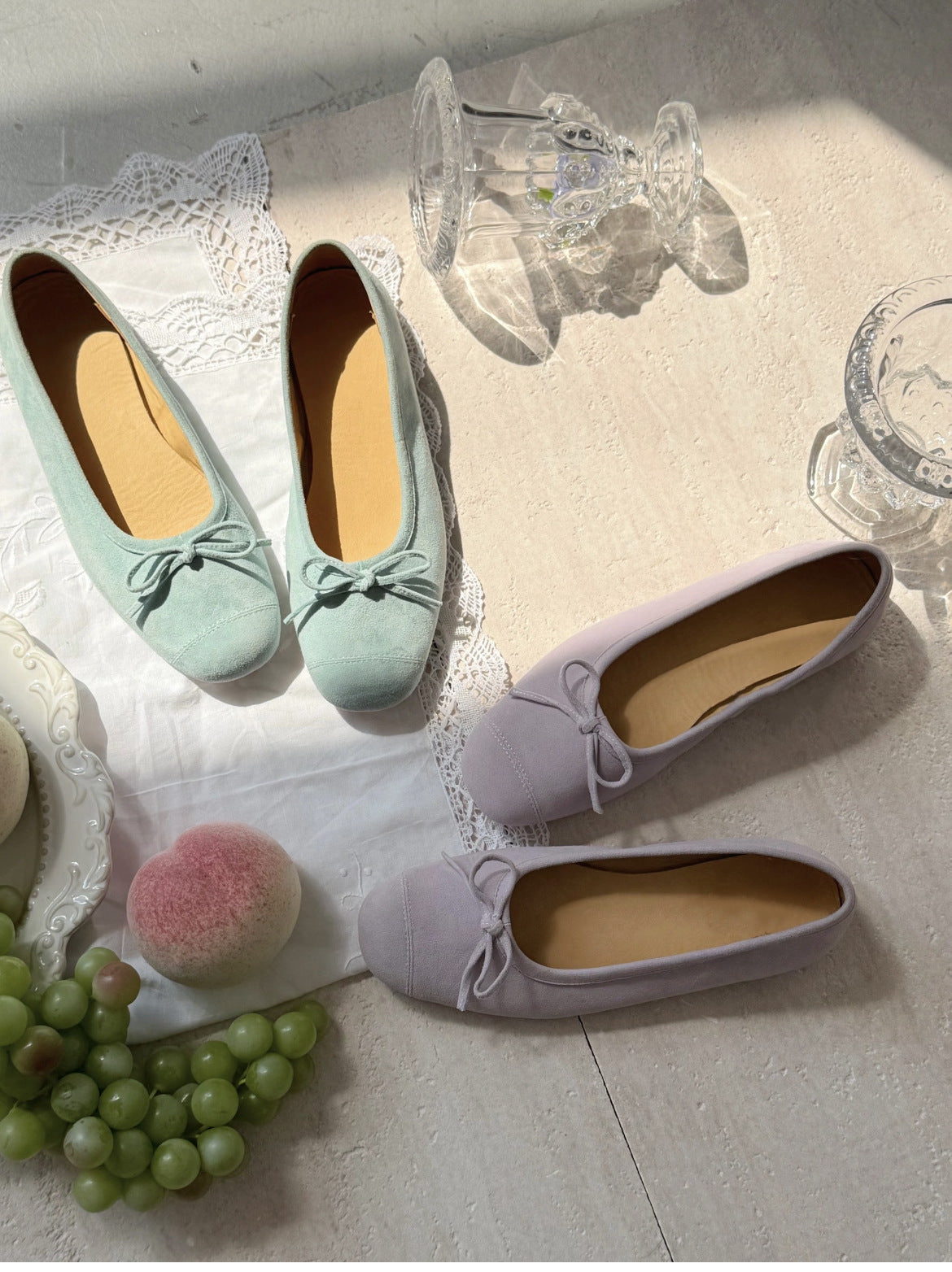 Women's Niche Shallow Mouth Sheepskin Retro Yellow Bow Fairy Style Women's Fashion Shoes