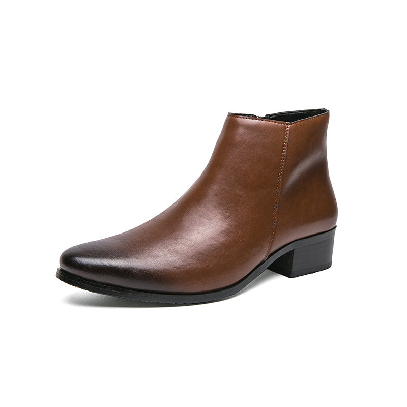 Men's Fleece-lined Cotton Pointed Hair Stylist Short Boots
