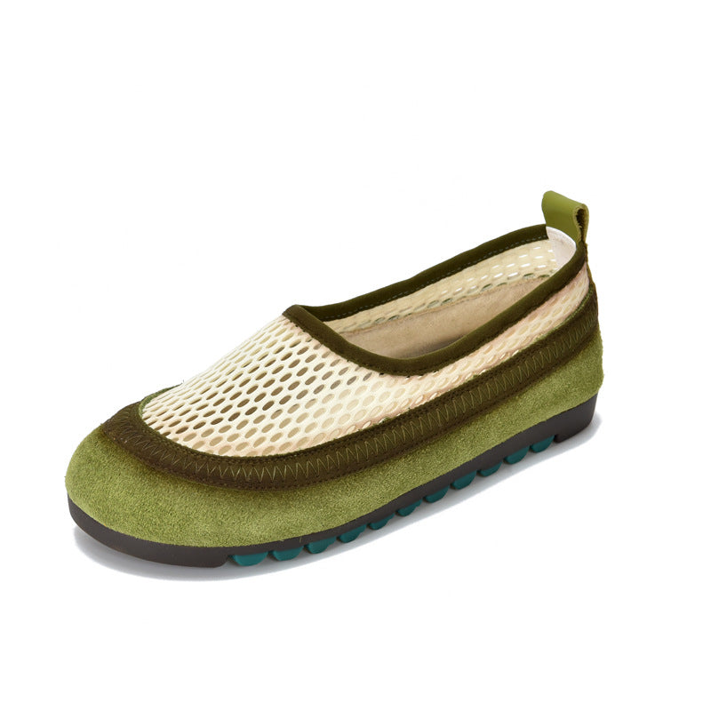 Women's Breathable Mesh Surface Summer Round Toe Soft Bottom Flat Sandals