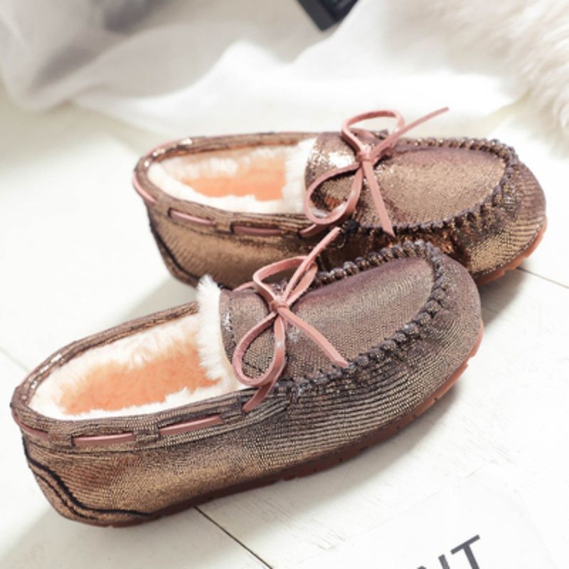 Women's With Fleece Lining Cotton Large Size Pregnant Fluffy Flat Bottom Loafers
